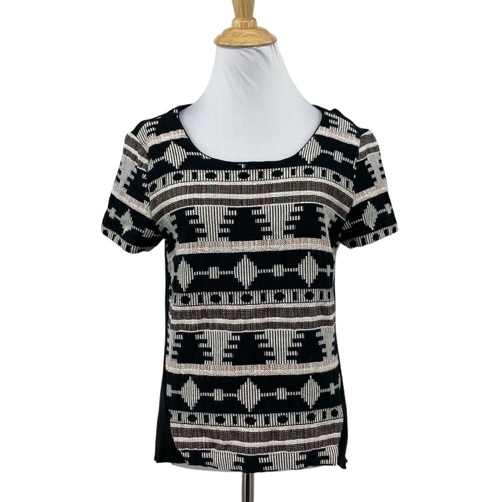 Sunday in Brooklyn Top Women S Small Black Ellery Woven Knit Aztec Anthropologie